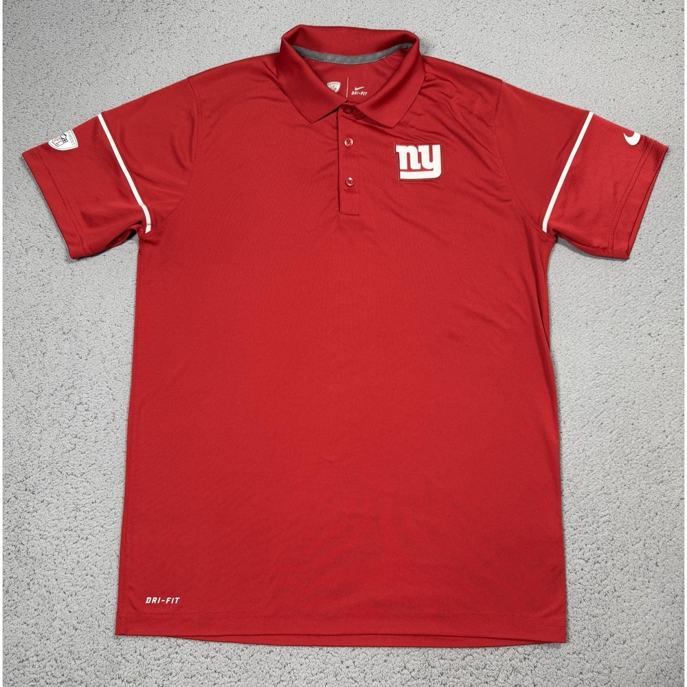 Nike New York Giants Polo Shirt Mens Medium Red NFL Football Dri Fit Training